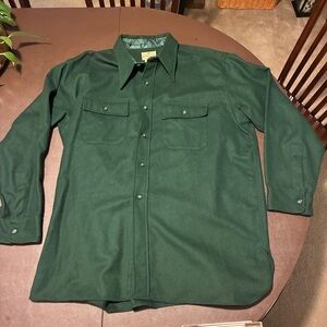 Vintage Pilgrim Button Down Shirt Mens Large 18.5 Green Wool Blend Flannel